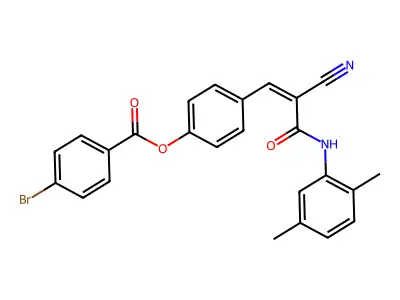 4-{2-Cyano-2-[(2,5-dimethylphenyl)carbamoyl]eth-1-en-1-yl}phenyl 4-bromobenzoate structure