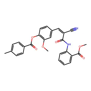 methyl 2-{2-cyano-3-[3-methoxy-4-(4-methylbenzoyloxy)phenyl]prop-2-enamido}benzoate structure
