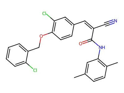 (Z)-3-[3-Chloro-4-[(2-chlorophenyl)methoxy]phenyl]-2-cyano-N-(2,5-dimethylphenyl)prop-2-enamide structure