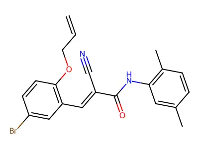 (E)-3-(5-bromo-2-prop-2-enoxyphenyl)-2-cyano-N-(2,5-dimethylphenyl)prop-2-enamide structure