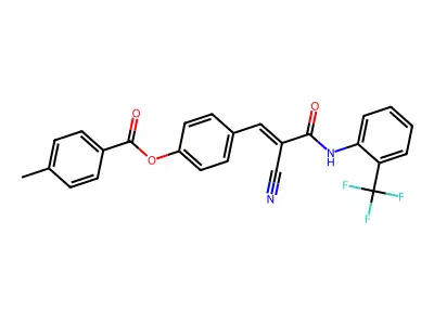 [4-[(E)-2-cyano-3-oxo-3-[2-(trifluoromethyl)anilino]prop-1-enyl]phenyl] 4-methylbenzoate structure