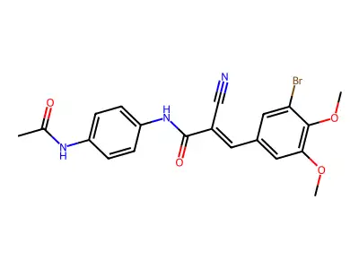 (E)-N-(4-acetamidophenyl)-3-(3-bromo-4,5-dimethoxyphenyl)-2-cyanoprop-2-enamide structure