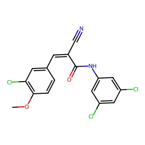 (E)-3-(3-chloro-4-methoxyphenyl)-2-cyano-N-(3,5-dichlorophenyl)prop-2-enamide structure
