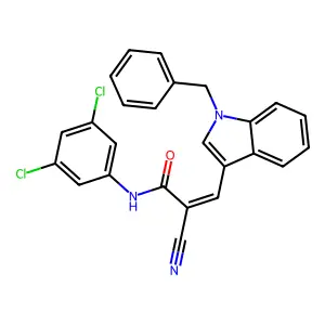 (E)-3-(1-benzylindol-3-yl)-2-cyano-N-(3,5-dichlorophenyl)prop-2-enamide structure