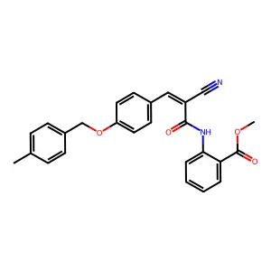 methyl 2-[[(Z)-2-cyano-3-[4-[(4-methylphenyl)methoxy]phenyl]prop-2-enoyl]amino]benzoate structure