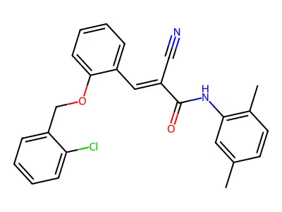 (2E)-3-{2-[(2-chlorobenzyl)oxy]phenyl}-2-cyano-N-(2,5-dimethylphenyl)prop-2-enamide structure