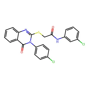 N-(3-CL-PH)-2-((3-(4-CL-Phenyl)-4-oxo-3,4-dihydro-2-quinazolinyl)thio)acetamide structure