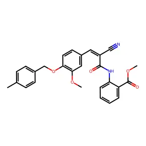 methyl 2-[[(Z)-2-cyano-3-[3-methoxy-4-[(4-methylphenyl)methoxy]phenyl]prop-2-enoyl]amino]benzoate structure