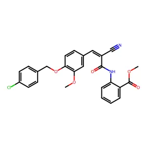 methyl 2-(3-{4-[(4-chlorophenyl)methoxy]-3-methoxyphenyl}-2-cyanoprop-2-enamido)benzoate structure