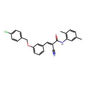 (2E)-3-{3-[(4-chlorobenzyl)oxy]phenyl}-2-cyano-N-(2,5-dimethylphenyl)prop-2-enamide structure