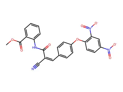 Methyl 2-{2-cyano-3-[4-(2,4-dinitrophenoxy)phenyl]prop-2-enamido}benzoate structure