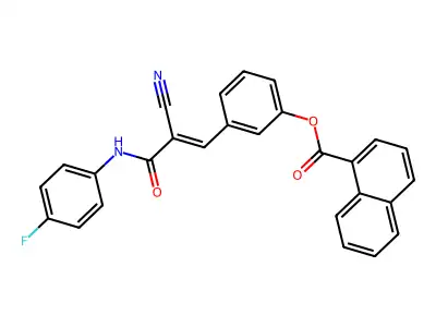 [3-[(E)-2-cyano-3-(4-fluoroanilino)-3-oxoprop-1-enyl]phenyl] naphthalene-1-carboxylate structure