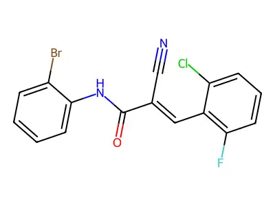 (E)-N-(2-bromophenyl)-3-(2-chloro-6-fluorophenyl)-2-cyanoprop-2-enamide structure