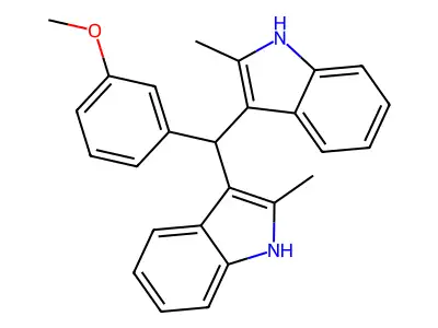 3-[(3-methoxyphenyl)(2-methyl-1H-indol-3-yl)methyl]-2-methyl-1H-indole structure