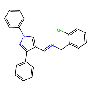 N-[(2-chlorophenyl)methyl]-1-(1,3-diphenylpyrazol-4-yl)methanimine structure