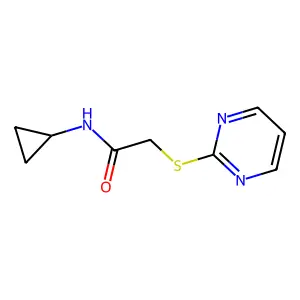 N-cyclopropyl-2-pyrimidin-2-ylsulfanylacetamide structure