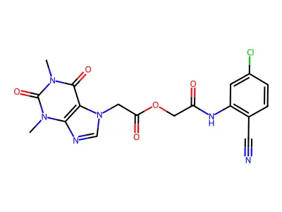 [2-(5-chloro-2-cyanoanilino)-2-oxoethyl] 2-(1,3-dimethyl-2,6-dioxopurin-7-yl)acetate structure