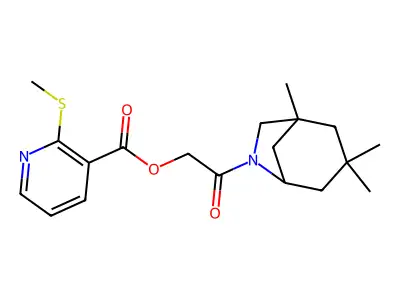 [2-oxo-2-(3,3,5-trimethyl-7-azabicyclo[3.2.1]octan-7-yl)ethyl] 2-methylsulfanylpyridine-3-carboxylate structure