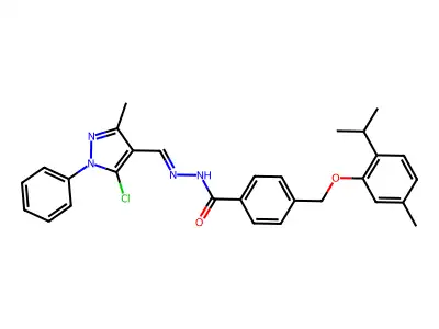 4-[[5-Methyl-2-(1-methylethyl)phenoxy]methyl]benzoic acid 2-[(5-chloro-3-methyl-1-phenyl-1H-pyrazol-4-yl)methylene]hydrazide structure