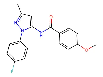 N-[2-(4-fluorophenyl)-5-methylpyrazol-3-yl]-4-methoxybenzamide structure