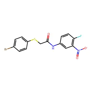 2-[(4-bromophenyl)sulfanyl]-N-(4-fluoro-3-nitrophenyl)acetamide structure