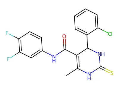 4-(2-chlorophenyl)-N-(3,4-difluorophenyl)-6-methyl-2-thioxo-1,2,3,4-tetrahydropyrimidine-5-carboxamide structure