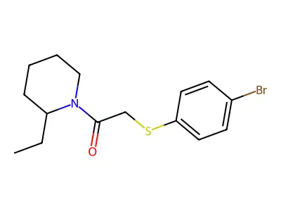 2-[(4-Bromophenyl)thio]-1-(2-ethyl-1-piperidinyl)ethanone structure