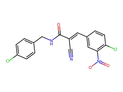 3-(4-chloro-3-nitrophenyl)-N-[(4-chlorophenyl)methyl]-2-cyanoprop-2-enamide structure