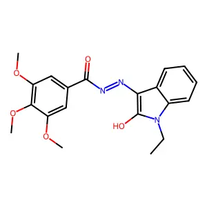 N'-(1-ethyl-2-oxo-2,3-dihydro-1H-indol-3-ylidene)-3,4,5-trimethoxybenzohydrazide structure