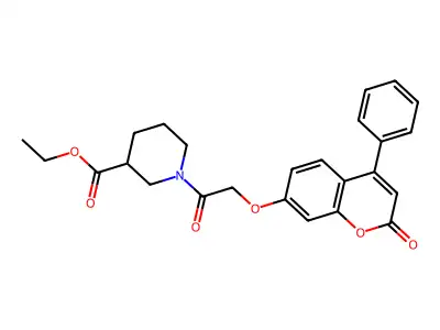 Ethyl 1-[2-(2-oxo-4-phenylchromen-7-yl)oxyacetyl]piperidine-3-carboxylate structure