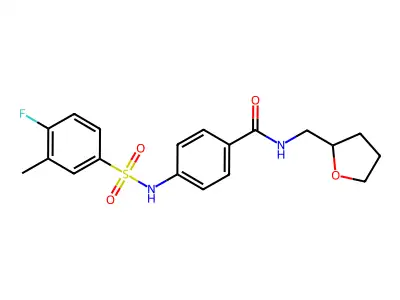4-[(4-fluoro-3-methylphenyl)sulfonylamino]-N-(oxolan-2-ylmethyl)benzamide structure