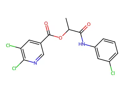 1-[(3-Chlorophenyl)carbamoyl]ethyl 5,6-dichloropyridine-3-carboxylate structure