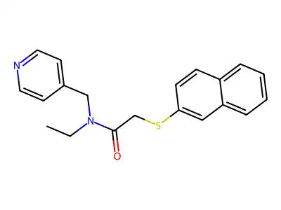N-ethyl-2-naphthalen-2-ylsulfanyl-N-(pyridin-4-ylmethyl)acetamide structure