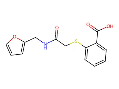 2-((2-[(2-Furylmethyl)amino]-2-oxoethyl)thio)benzoic acid structure