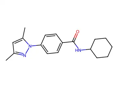 N-cyclohexyl-4-(3,5-dimethylpyrazol-1-yl)benzamide structure