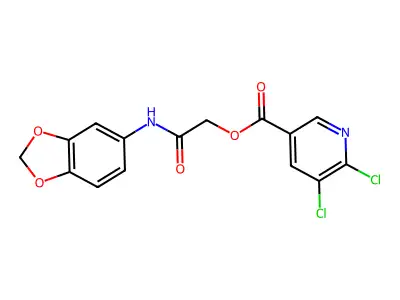 [(1,3-Dioxaindan-5-yl)carbamoyl]methyl 5,6-dichloropyridine-3-carboxylate structure