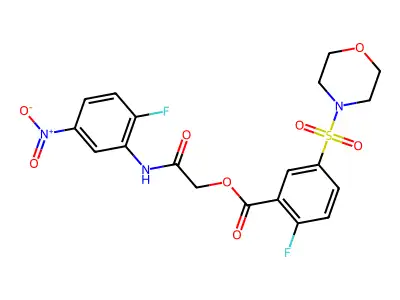 [2-(2-fluoro-5-nitroanilino)-2-oxoethyl] 2-fluoro-5-morpholin-4-ylsulfonylbenzoate structure