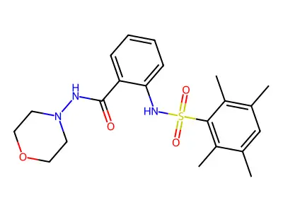 N-morpholin-4-yl-2-[(2,3,5,6-tetramethylphenyl)sulfonylamino]benzamide structure