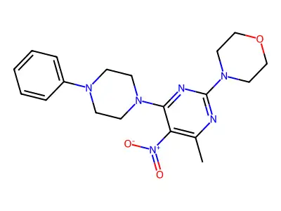 4-[4-Methyl-5-nitro-6-(4-phenylpiperazin-1-yl)pyrimidin-2-yl]morpholine structure