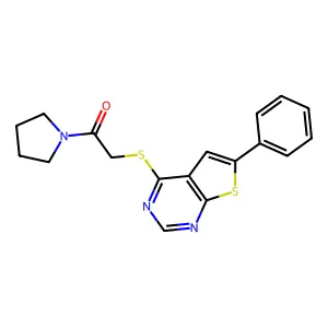 2-(6-Phenylthiopheno[3,2-e]pyrimidin-4-ylthio)-1-pyrrolidinylethan-1-one structure