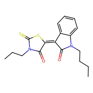 (5Z)-5-(1-butyl-2-oxoindol-3-ylidene)-3-propyl-2-sulfanylidene-1,3-thiazolidin-4-one structure