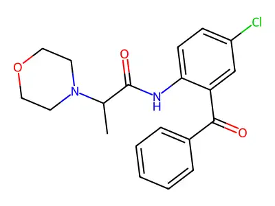 N-(2-benzoyl-4-chlorophenyl)-2-morpholin-4-ylpropanamide structure