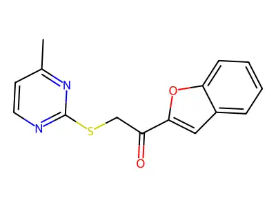 1-(1-Benzofuran-2-yl)-2-(4-methylpyrimidin-2-yl)sulfanylethanone structure