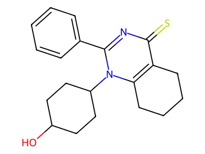 1-(4-hydroxycyclohexyl)-2-phenyl-5,6,7,8-tetrahydroquinazoline-4(1H)-thione structure