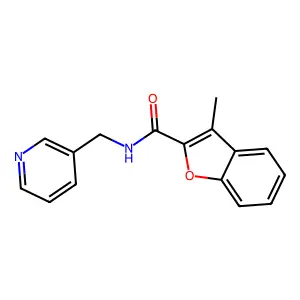 3-methyl-N-(pyridin-3-ylmethyl)-1-benzofuran-2-carboxamide structure