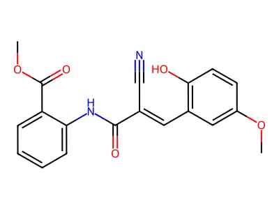 methyl 2-{[(2E)-2-cyano-3-(2-hydroxy-5-methoxyphenyl)prop-2-enoyl]amino}benzoate structure