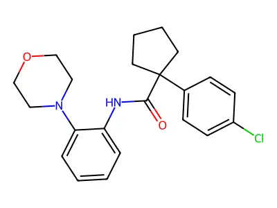 1-(4-chlorophenyl)-N-[2-(4-morpholinyl)phenyl]cyclopentanecarboxamide structure