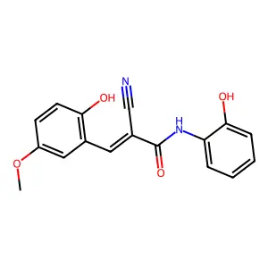 (2E)-2-cyano-3-(2-hydroxy-5-methoxyphenyl)-N-(2-hydroxyphenyl)prop-2-enamide structure