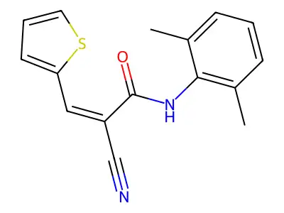 2-cyano-N-(2,6-dimethylphenyl)-3-(thiophen-2-yl)prop-2-enamide structure