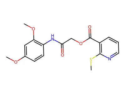 2-((2,4-Dimethoxyphenyl)amino)-2-oxoethyl 2-(methylthio)nicotinate structure